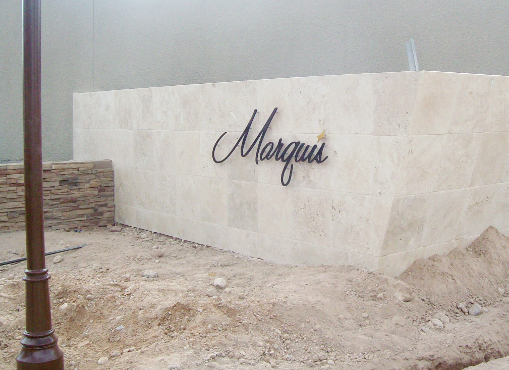 Custom Stone Wall Entrance ID Sign