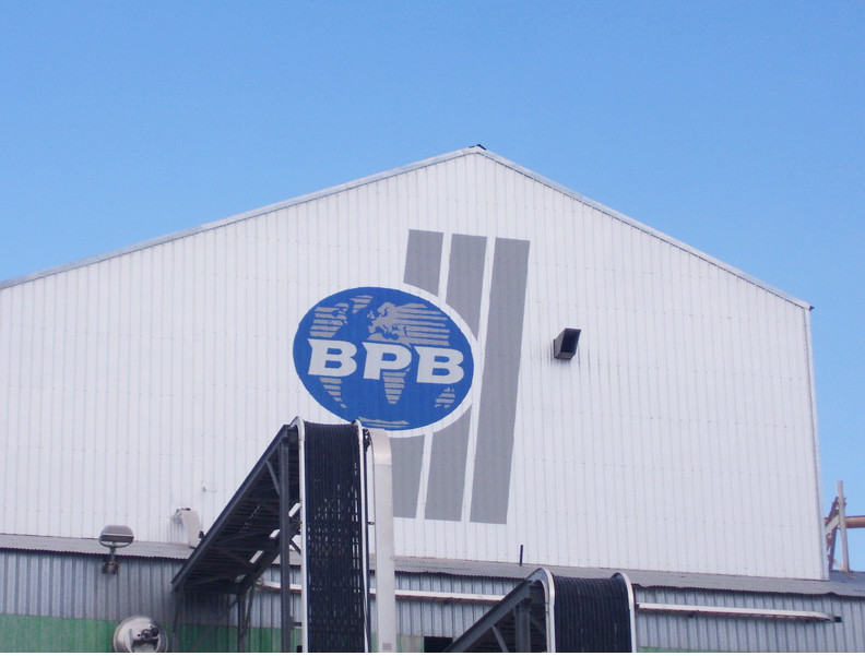 Industrial building with logo ID sign