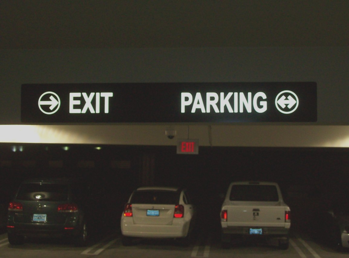 Parking Garage Overhead Directional Sign